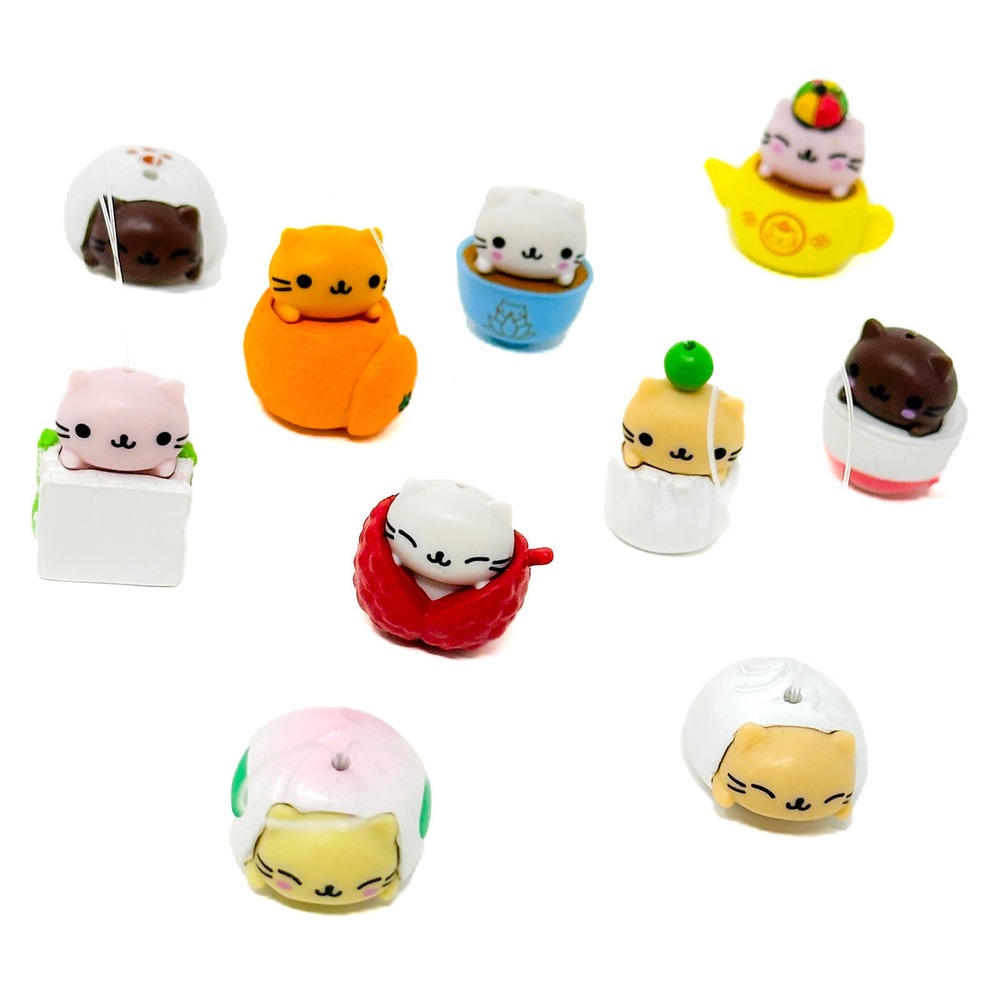 Sanrio Nyan Nyan Nyanko Cat Dim Sum Mini Figure Charms Food Cute Kitten 10pc Set